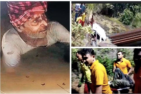Trailer truck falls off bridge at Bhimkhoj, driver rescued after 9 hours