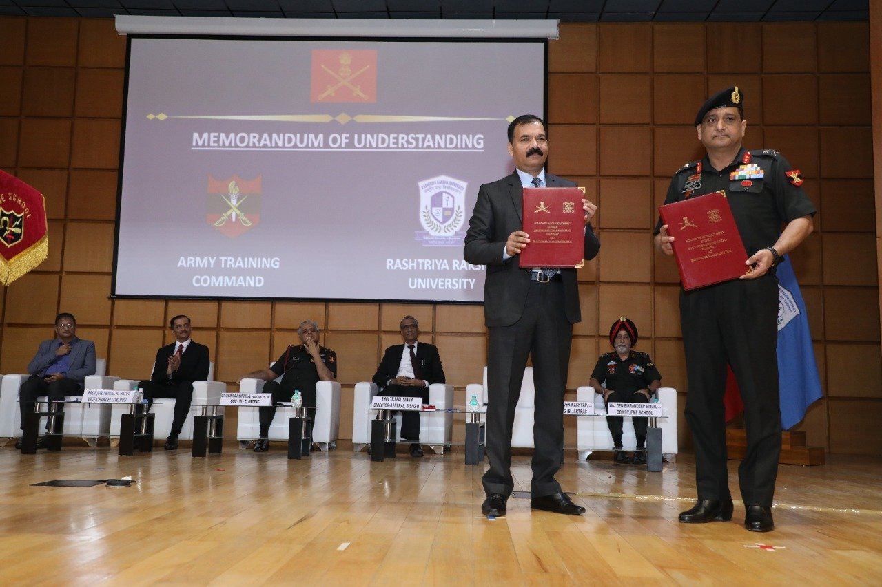INDIAN ARMY SIGNS MOU WITH RASHTRIYA RAKSHA UNIVERSITY